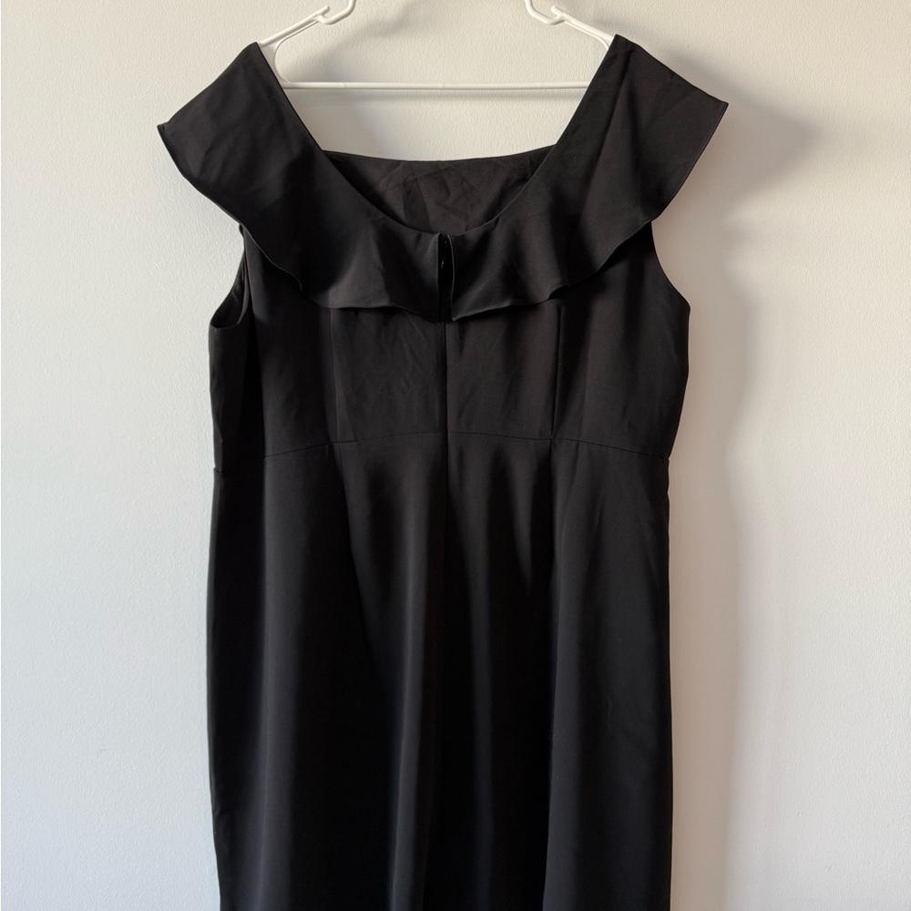 LOFT Black Ruffle Shift Dress - Picture 2 of 3